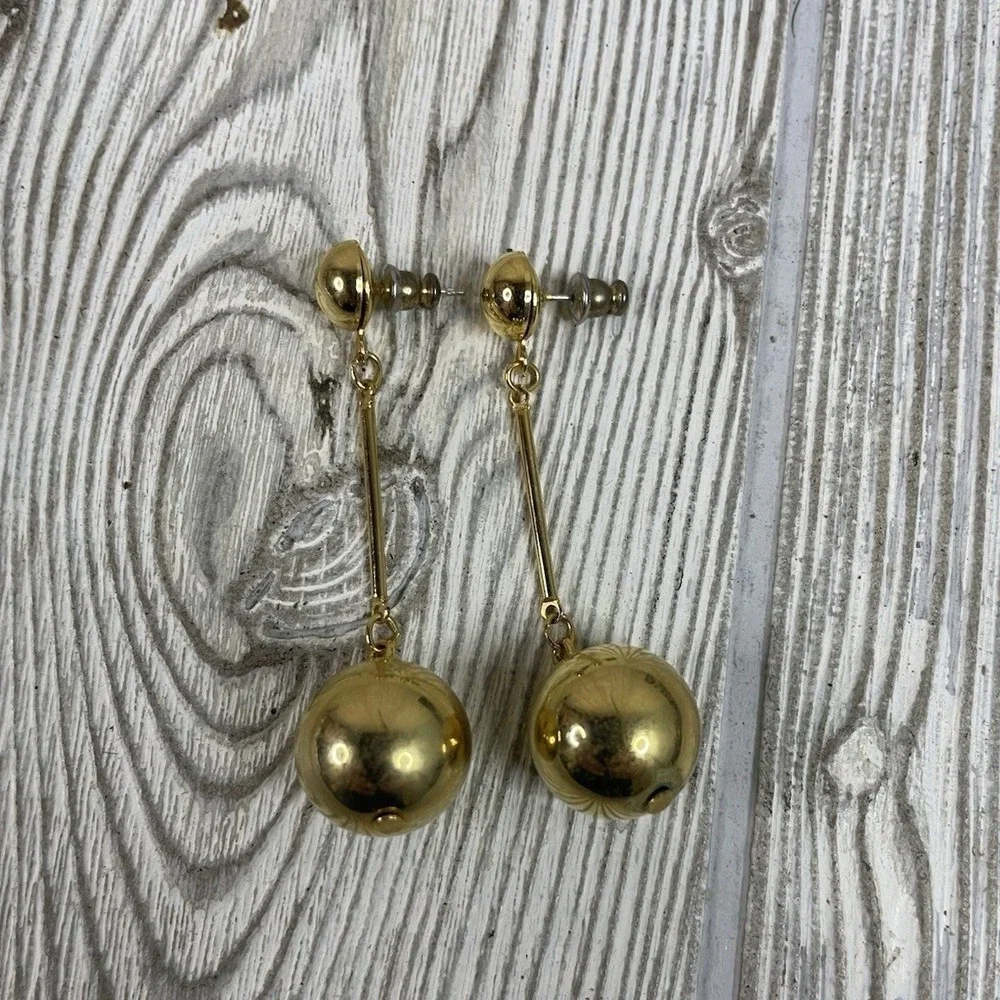Vintage Christmas Earring Lot Gold Tone Jingle Bell Red Cord & Ball Drop Dangle